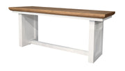 Boardwalk Bench in Honey and White, shutter panel trestle detail - Barewood