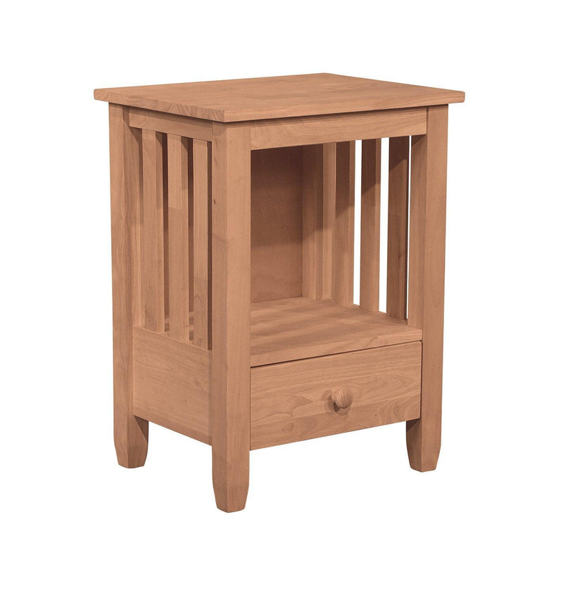 Mission One Drawer End Table - Barewood