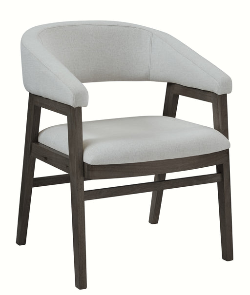 Barrel Chair in Coal with upholstered barrel back - Barewood