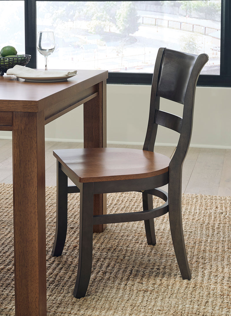 Brandy Chair panel back detail in coal - Barewood