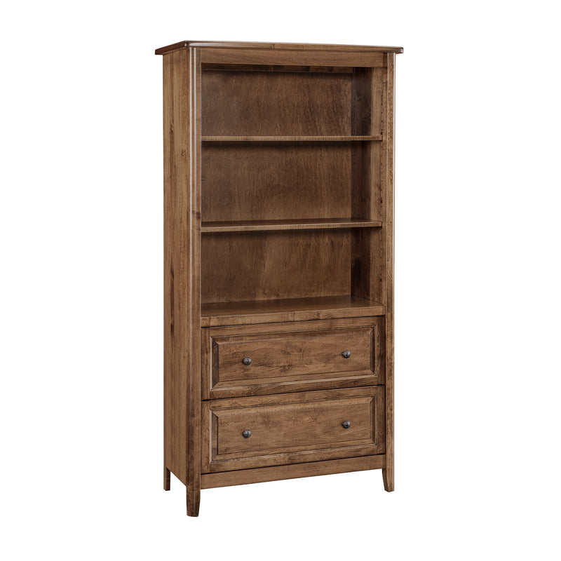 Amish Essentials Carson Bookcase with File Drawers