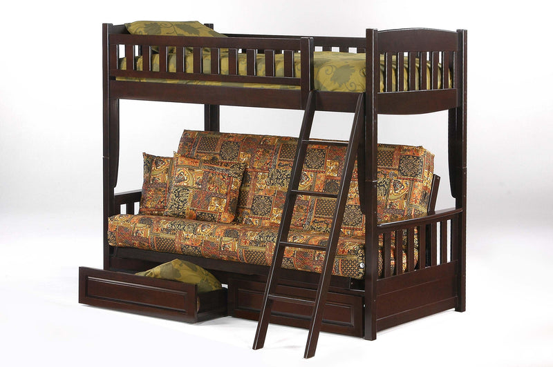 Cinnamon Twin-Futon Bunk - Barewood
