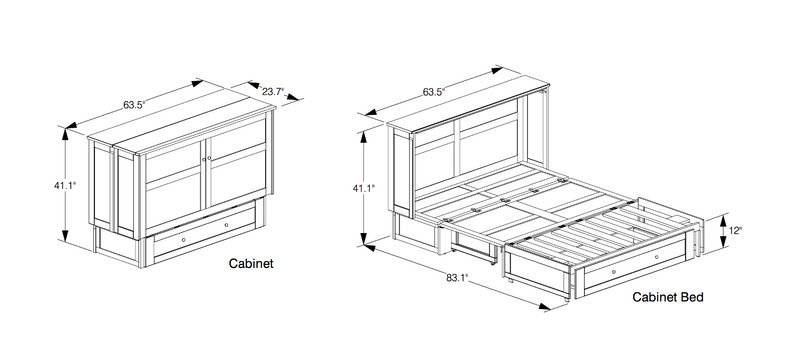 Clover Murphy Cabinet Bed dimensions - Barewood