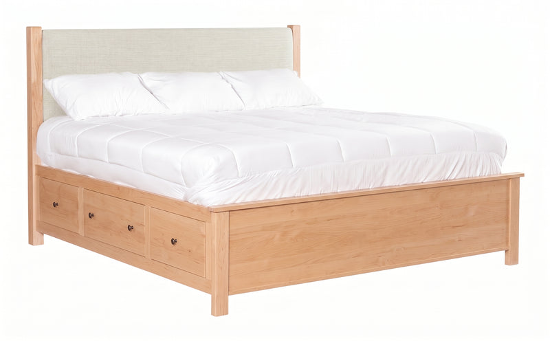 2 West Modern Upholstered – Solid Wood Elevated Storage Bed