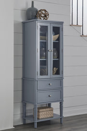 Emma Display Cabinet in Smoke with glass doors, two drawers and an open bottom shelf - Barewood