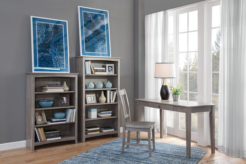 48" Writing Desk in Taupe Gray with 48" and 60" Shaker bookcases - Barewood