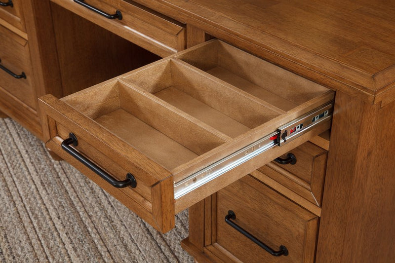 Vista Executive Desk fitted drawer divider on full-extension slides - Barewood
