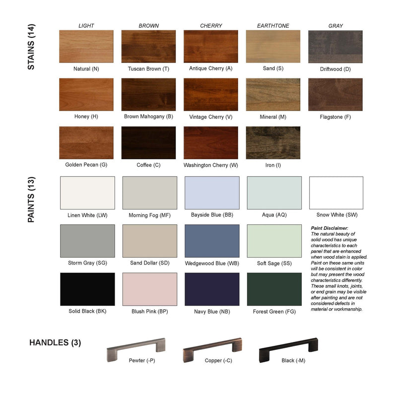 2 West finish and handle options