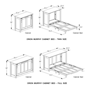 Orion Murphy Cabinet Bed twin and full dimensions - Barewood