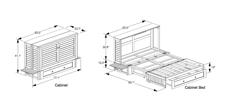 Poppy Murphy Cabinet Bed dimensions - Barewood
