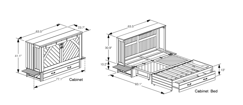 Ranchero Murphy Cabinet Bed dimensions - Barewood