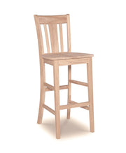 San Remo Bar Stool, unfinished, with a wood seat - Barewood