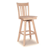 San Remo Swivel Bar Stool, unfinished, with a wood seat - Barewood