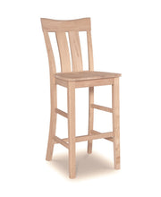 Ava Bar Stool, unfinished, with a wood seat - Barewood