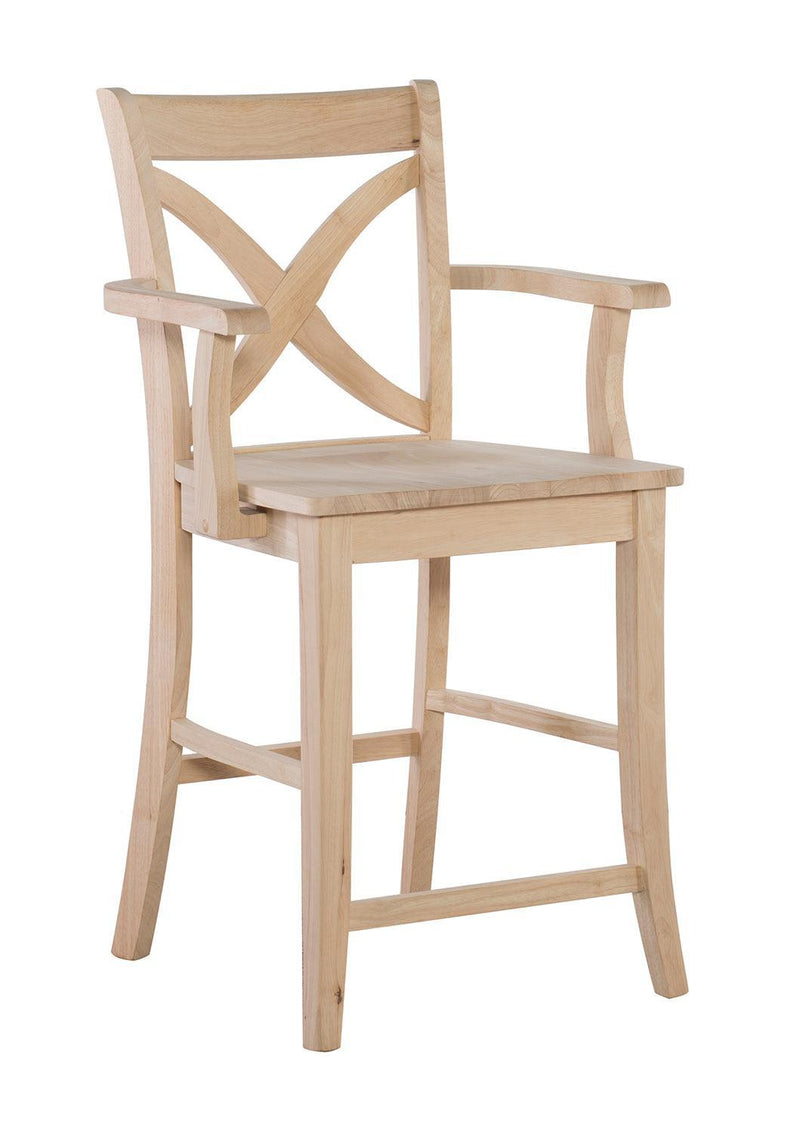 Vineyard Arm Stool - Barewood