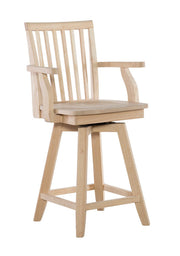 Mission Swivel Arm Stool - Barewood