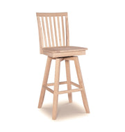 Mission Swivel Bar Stool, unfinished, with a wood seat - Barewood