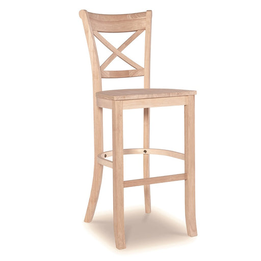 Charlotte Bar Stool, unfinished, with a wood seat - Barewood