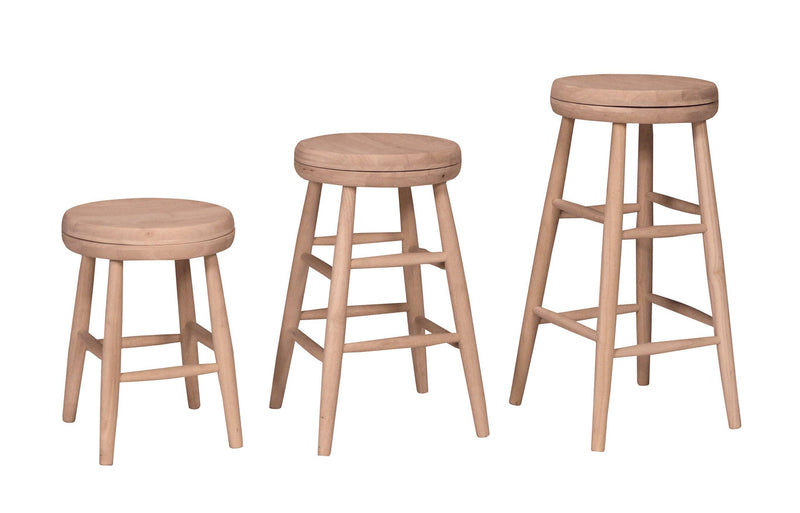 Scoop Seat Swivel Stool - Barewood