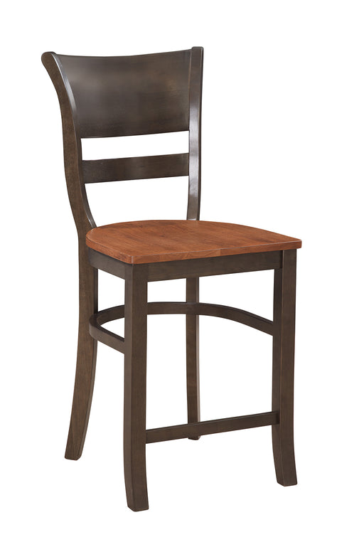 Brandy Counter Stool with a coal frame and bourbon seat - Barewood