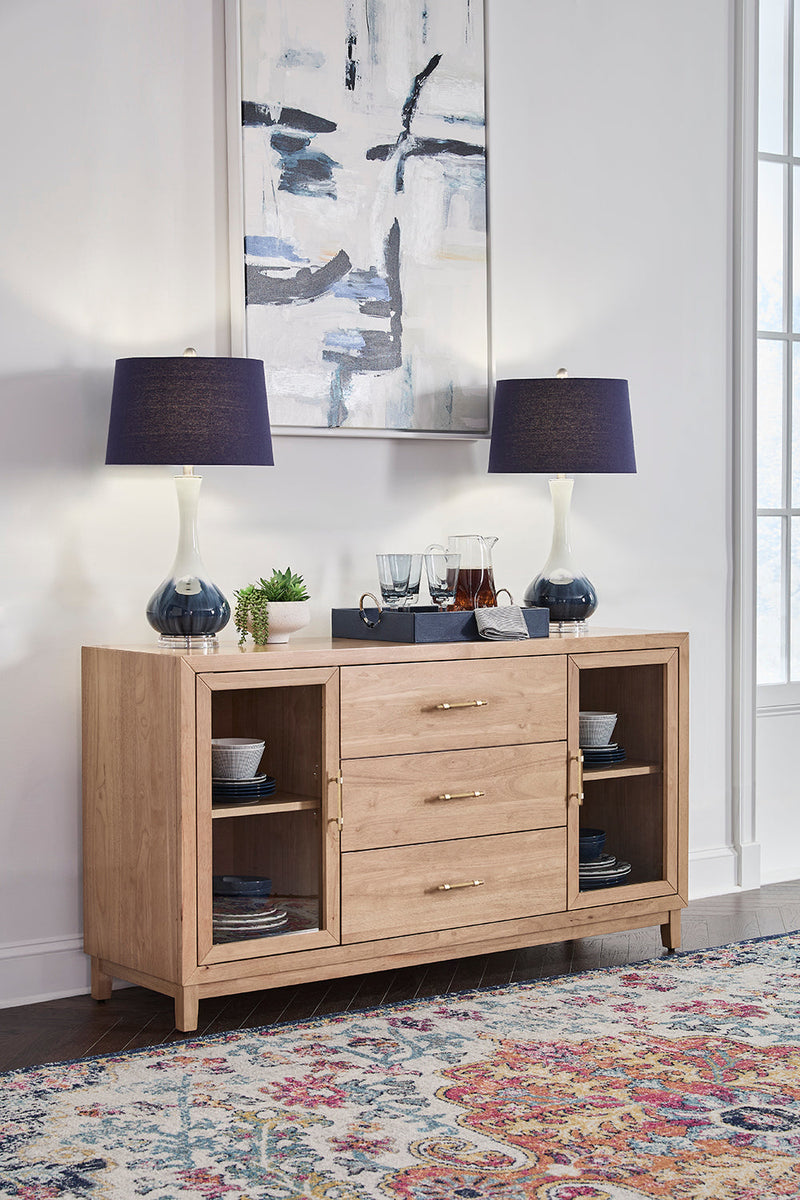 Urbane Server in Honey with brass bar pulls - Barewood