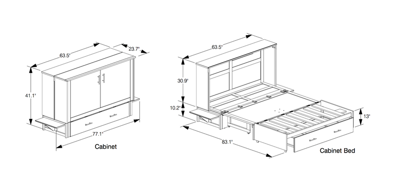 Sagebrush Murphy Cabinet Bed dimensions - Barewood