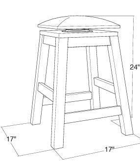 Antique Collection Cloth Seat Swivel Stool - Barewood