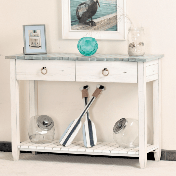 Picket Fence Two Drawer Console Table - Barewood