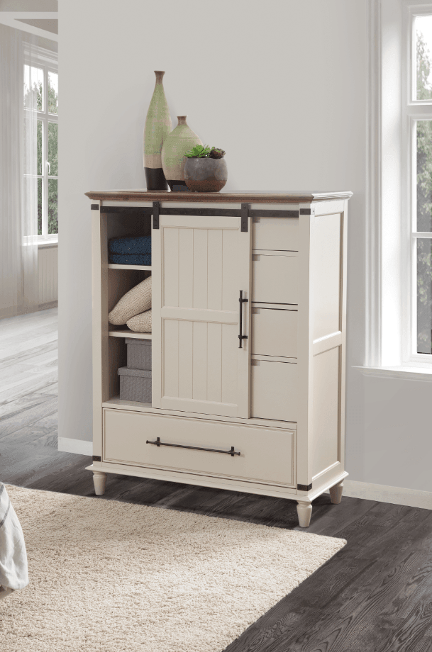 Farmhouse Chic Sliding Door Chest - Barewood