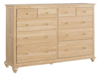 Cottage Ten Drawer Dresser - Barewood