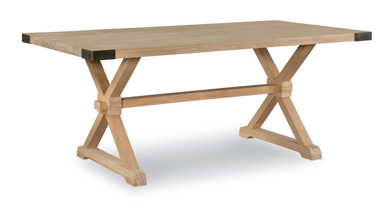 Farmhouse Chic Trestle Dining Table - Barewood