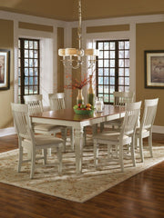 Seattle Chairs custom finished in cream at the Java Dining Table - Barewood