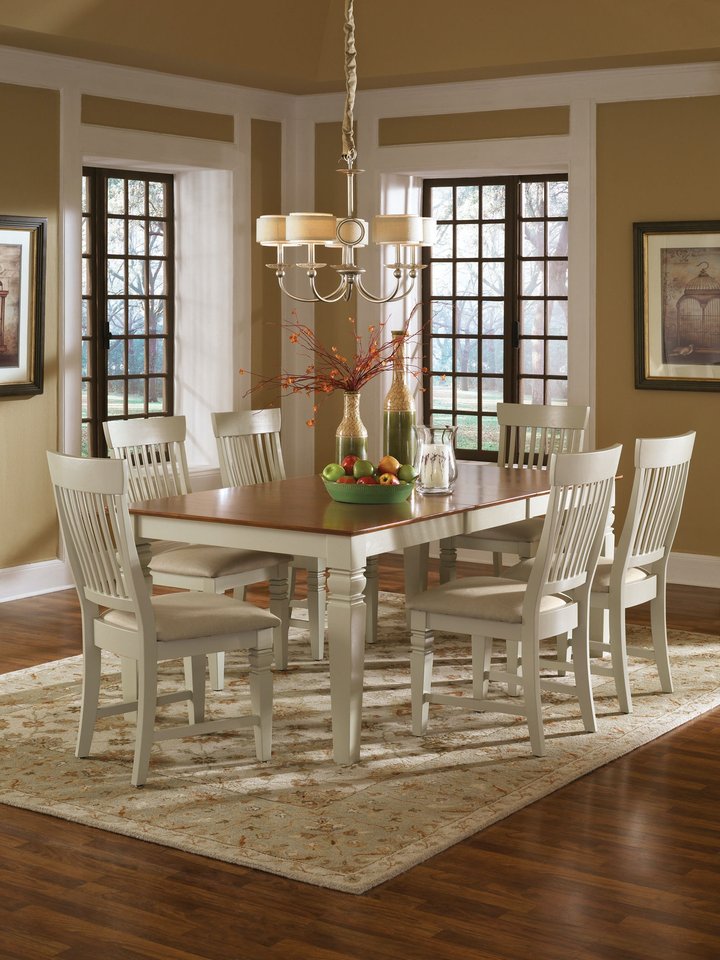 Seattle Chairs custom finished in cream at the Java Dining Table - Barewood