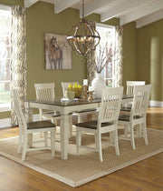 Seattle Chairs custom finished with dark seats at the Java Dining Table - Barewood
