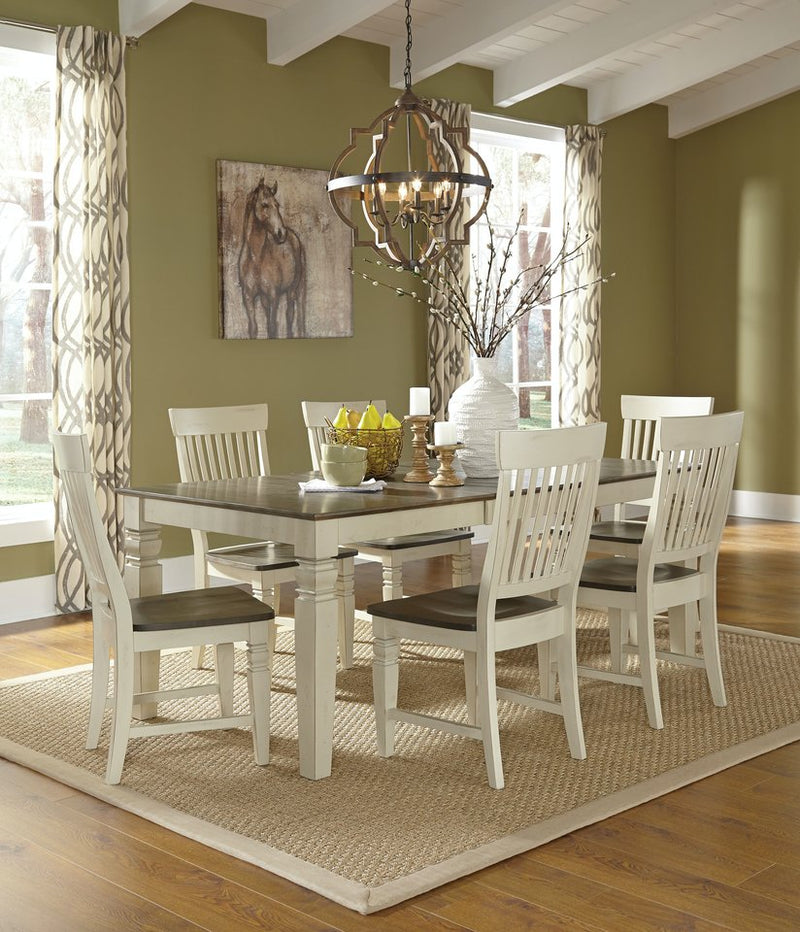 Seattle Chairs custom finished with dark seats at the Java Dining Table - Barewood