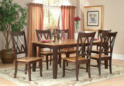 Double X Back Chairs at the 60"L-78"L Bow End Extension Dining Table - Barewood