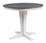 Sienna counter height table in Heather Gray and White on a Verona pedestal - Barewood