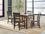 Rylie Chairs around the Gabe Square Dining Table in Bourbon - Barewood