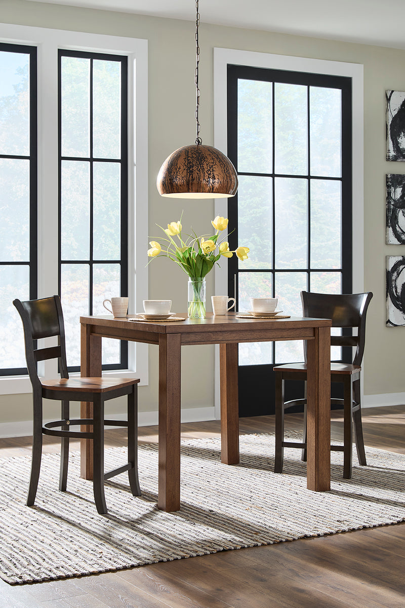 Brandy Counter Stools at the Gabe Square Table in counter height - Barewood