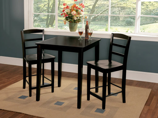 30 inch Square Shaker Leg Counter Height Table in Black with counter stools - Barewood