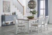 Haven Extension Dining Table in Sandstone and Chalk with Audrey chairs and the Emma Server in Smoke - Barewood