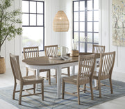 Buoy oval dining table in Sandstone and Chalk with Audrey chairs in Sandstone - Barewood