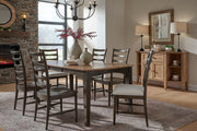 Bow End Dining Table in Wheat and Coal with Haven chairs - Barewood