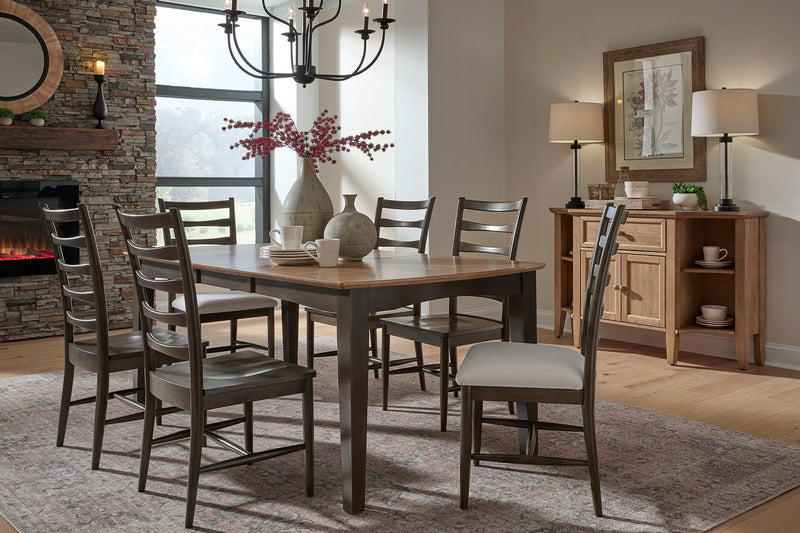 Bow End Dining Table in Wheat and Coal with Haven chairs - Barewood