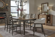 Bow End Dining Table in Wheat and Coal with Barrel chairs - Barewood