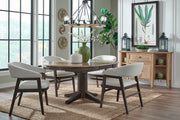 Rivermont Round Extension Dining Table with Barrel chairs - Barewood