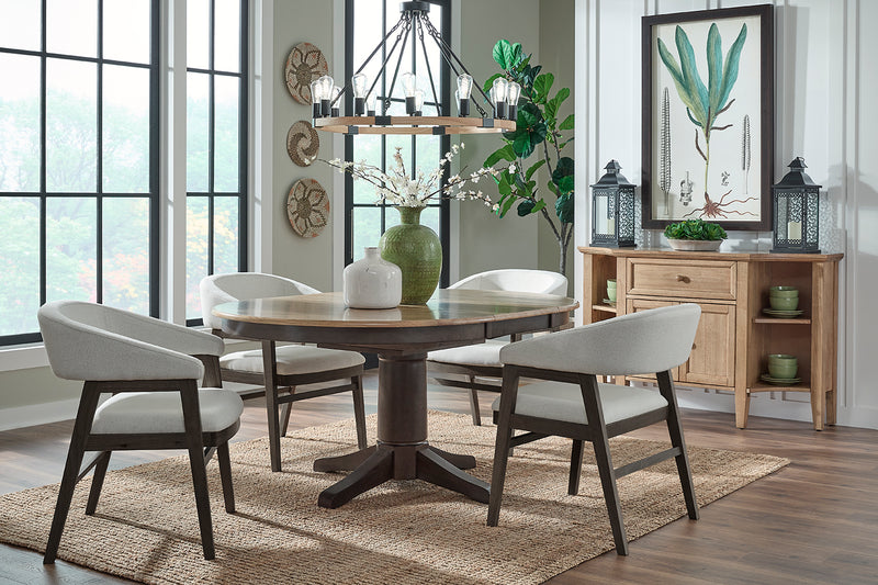 Rivermont Round Extension Dining Table with Barrel chairs - Barewood