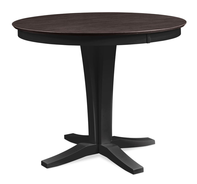 Sienna counter height table in Coal and Black on a Verona pedestal - Barewood