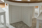 Sanibel Shell Extension Dining Table louvered shutter pedestal detail - Barewood