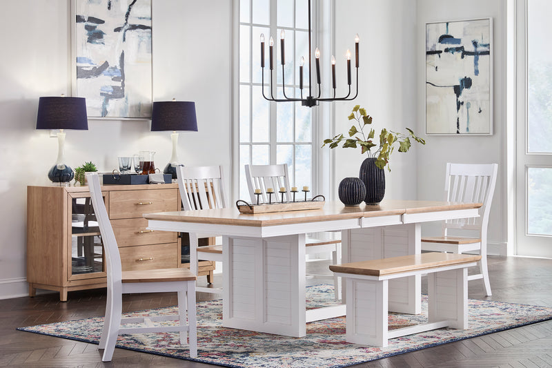 Boardwalk Bench with the Sanibel Boardwalk Extension Dining Table and Benson chairs - Barewood